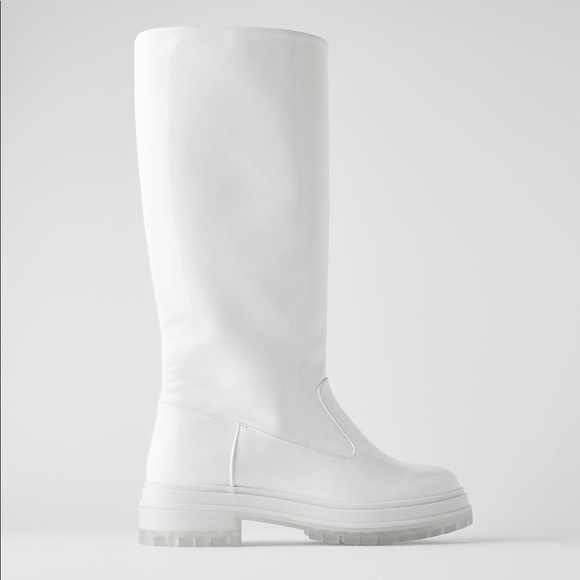 Zara Shoes - Zara white rain boots with transparent lug soles